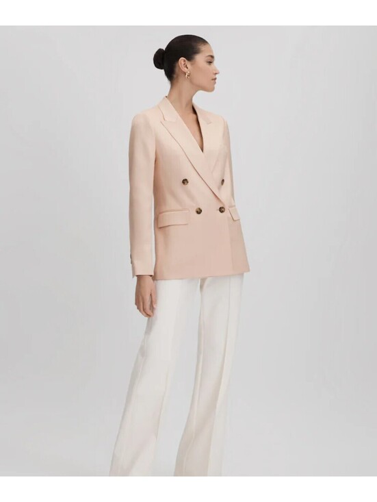 Jackets & Blazers - REISS EVE DOUBLE BREASTED SATIN BLAZER IN LIGHT PINK SIZE 6 NWT